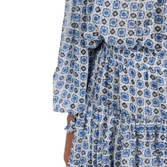 MISA Zonia Chiffon Mini Dress in Scorpio’s Tile Blue Size S NWT - Picture 6 of 14